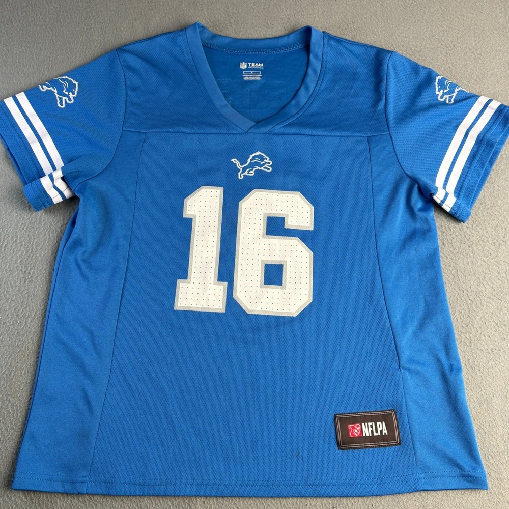 NFL Team Apparel Detroit Lions Jared Goff 16 Jersey Womens Large Blue D43W